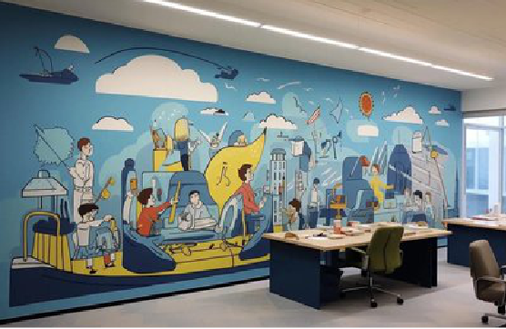 思南办公室墙绘的特点。