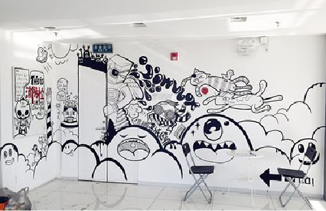 思南手绘墙并非传统涂鸦。